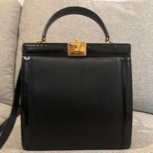 Cute, small Bally handbag with shoulder strap.